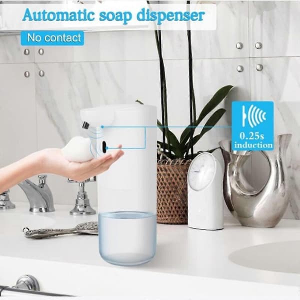 Automatisk såpedispenser, 400 ml veggmontert såpedispenser, oppvaskmiddeldispenser med infrarød sensor, USB oppladbar