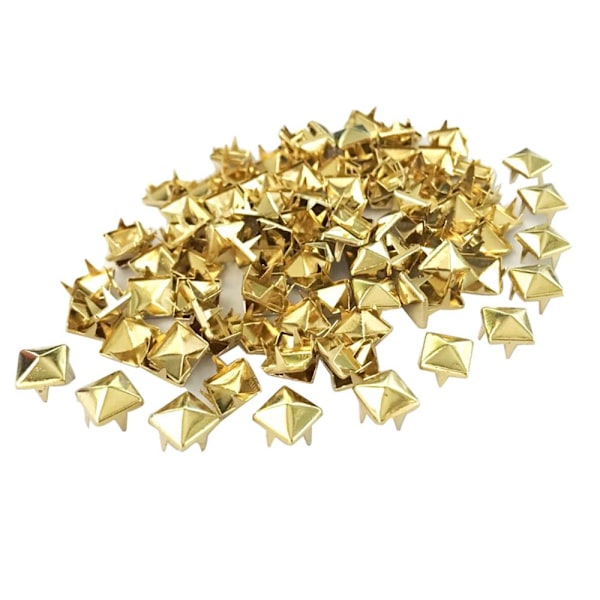Grossist 100 st fyrkantig pyramid nit metall nitar läderhantverk diy guld