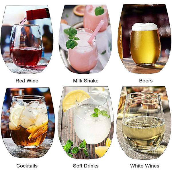 Stjälklösa Vinglas Klar Dryckesglas Set Om 4 Sommardrycksglas Vinglas Set Perfekt Gåva Splittersäkra Glas Partyglas Set Diskmaskinssäkra