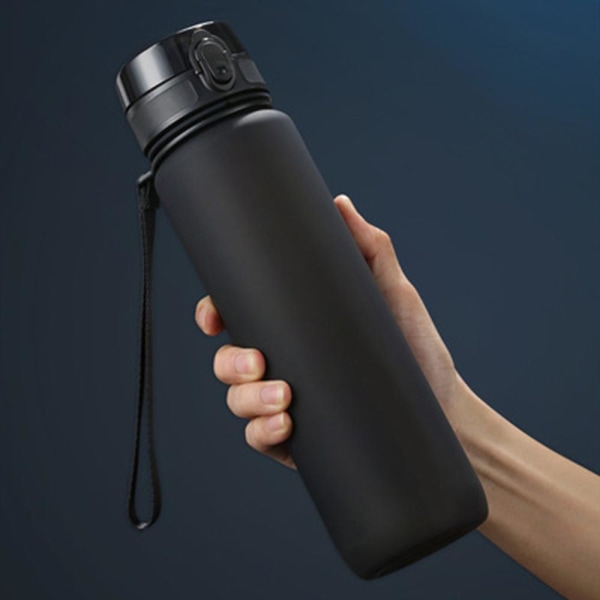 Premium Sportvattenflaska med läckagesäkert Flip Top-lock - Miljövänlig & BPA-fri Plast - Ett Måste För Gym, Yoga, Löpning, Utomhusaktiviteter, Cykling Black