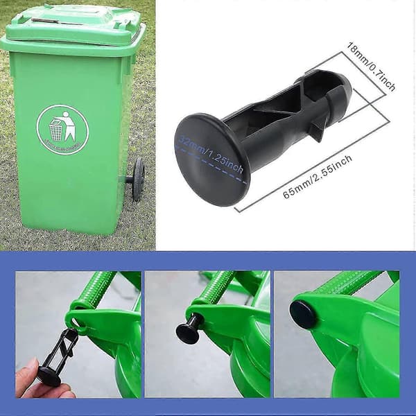3 par hengselpinner til søppeldunklokk i plast, 65 mm x 18 mm