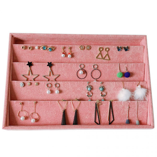 Ring Örhängen Halsband Smycken Display Organizer Box Bricka Kopp Bricka