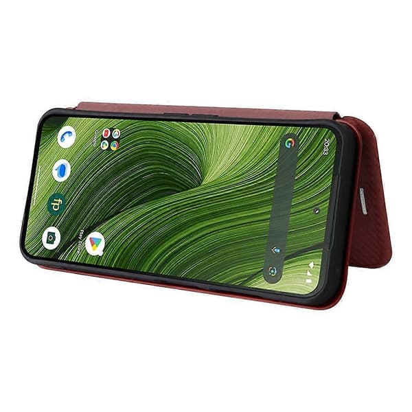 [RM] Kompatibelt etui til Fairphone 6 med kulfibertekstur, stødsikkert PU-lædercover Brown