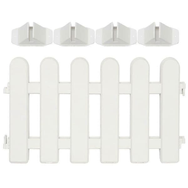 Luxora 2 stk plastgjerde gårdsplass innendørs hagegjerde hage lite gjerde med 4 base hagekanter og kanting White 50X30CM