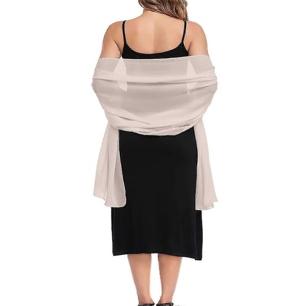 Elegant Chiffon Brudesjal til Aftenkjoler, Silkeblødt Bryllupstørklæde i Beige Beige