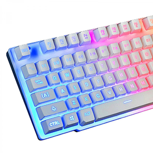 T6 Regnbåge LED USB Trådbundet Tangentbord Och Musmatta Combo