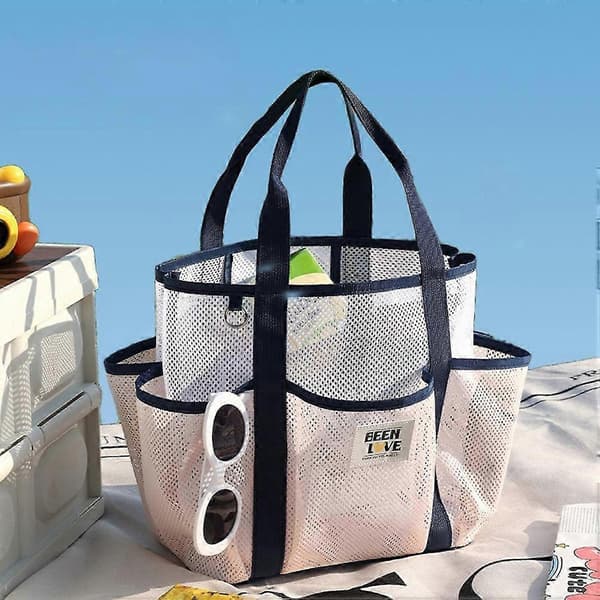 Ekstra store strandtasker, net-strandtasker rejsetaske med flere lommer, rejsetaske med stor kapacitet Light Green