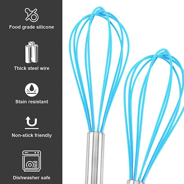 8 tums och 10 tums silikonvispsats om 4, visp ballong äggsås visp för nonstick kokkärl style 3