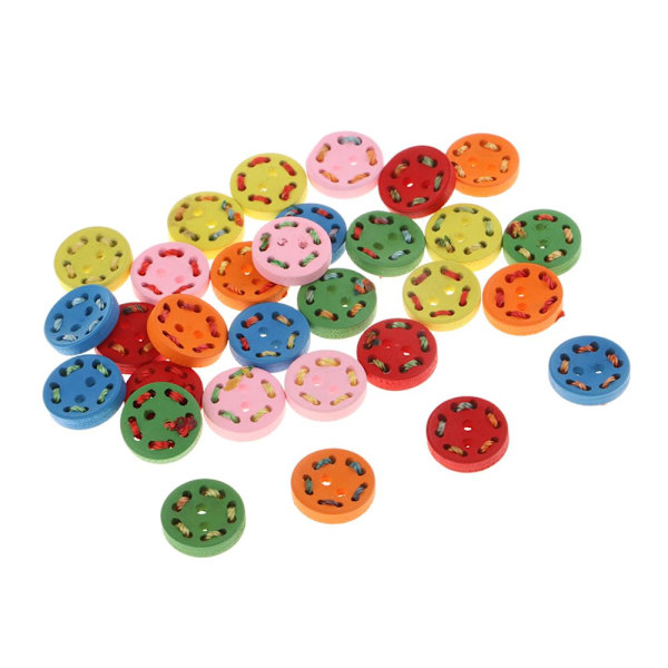 30 st Träknappar Dekor Kedjor för Sömnad Hantverk Scrapbooking 15mm Rund