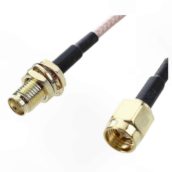 SMA hun til SMA han F/M antenneforbindelseskabeladapter Black  Gold