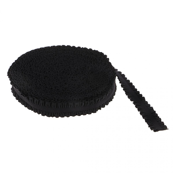 1 rulle sy Picot Edge Stretch Spets Dubbel Syband Hantverk Svart