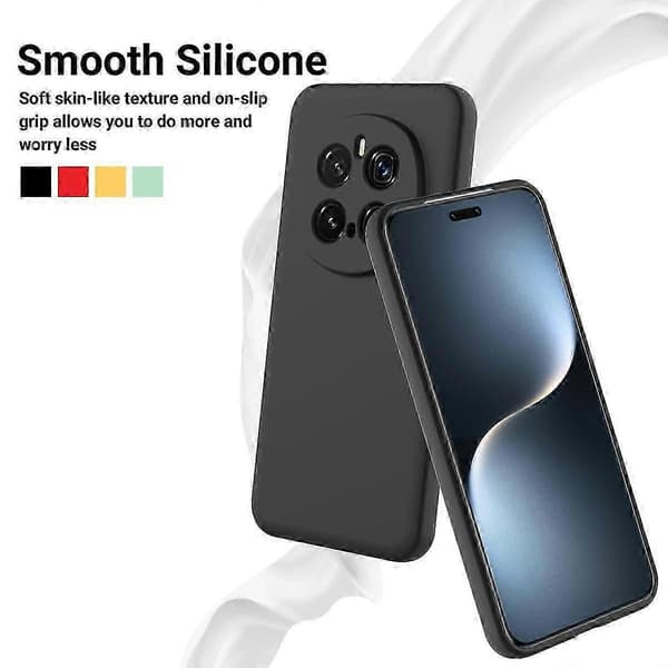 [RM] Stöttåligt mobilskal i flytande silikon med enfärgad design Black For Honor Magic7 Pro