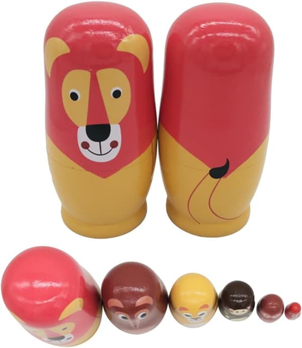 [RM]Babushka Nesting Matryoshka Træ Russiske Nesting Dukker Legetøj Gave i Dyreform
