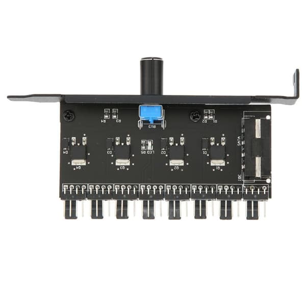3-pin/4-pin Fan Hub with 1 Button, 8-Channel Fan Speed Controller with Screws for Computer CPU Chassis