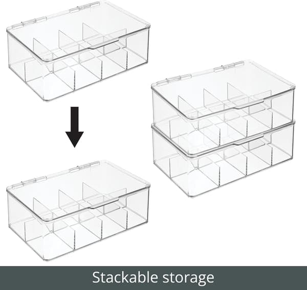 Tea Box (Set of 2) - Practical Storage Box for Tea and Tea Bags - Stackable Storage Box