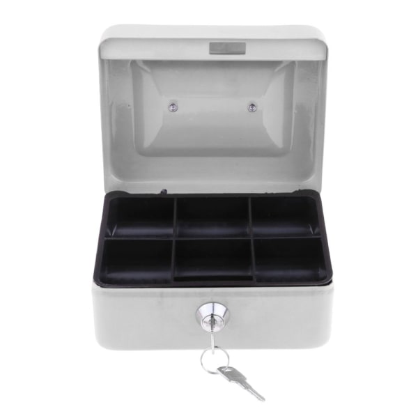Bekväm Mini Kassalåda Silver Rostfritt Stål Säkerhetslås Vit Metall Säkerhetsbox