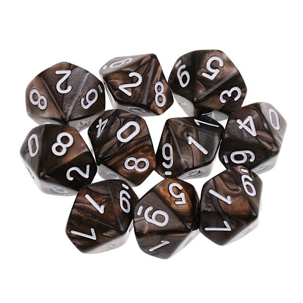 10 st 10-sidiga tärningar d10 polyedriska tärningar för dungeons and dragons bordsspel kaffegrå