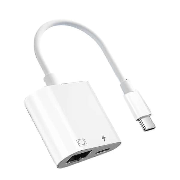 USB C til RJ45-adapter, 100 Mbps netværkskort-hub med Type-C-opladning kompatibel med TV-boks, pc, bærbar computer og telefon