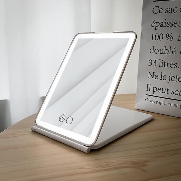 Meikkipeili LED-valolla, USB-ladattava matkapeili (valkoinen, 19,2*13*1,7 cm)