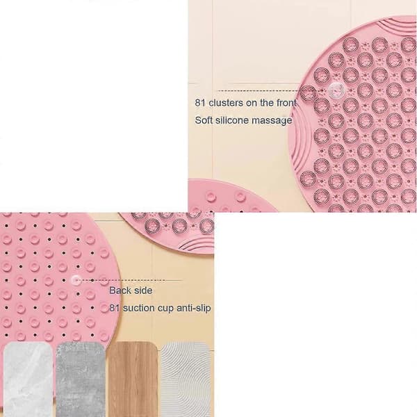 Massage skridsikker måtte til badeværelset - Pink - 55*55cm - 1 stk