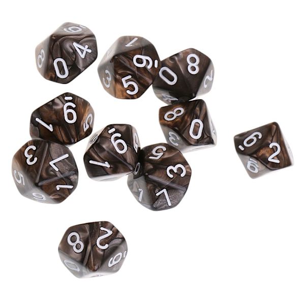 10 st 10-sidiga tärningar d10 polyedriska tärningar för dungeons and dragons bordsspel kaffegrå