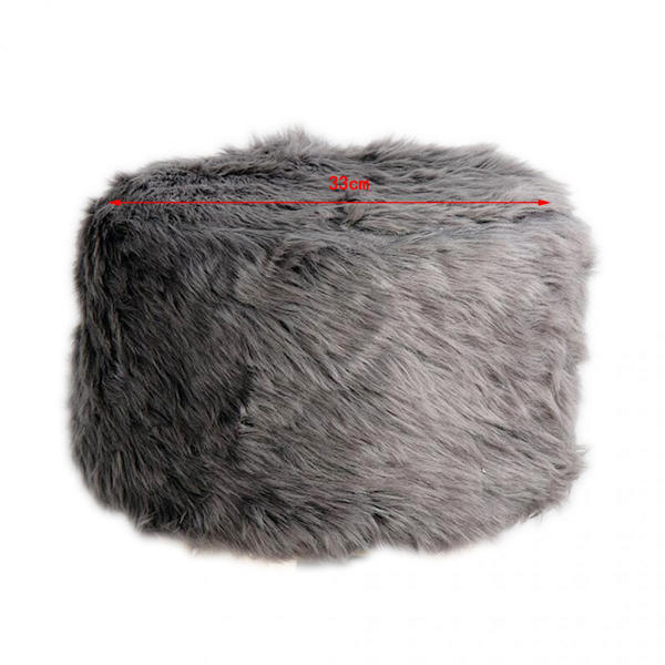 Mjukt Klädd Rund Puff Överdrag Pall Stol Mörkgrå - 33cm