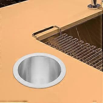 [RM]Built-in Countertop Trash Chute Round Garbage Holder Smooth Stainless Small Trash Can