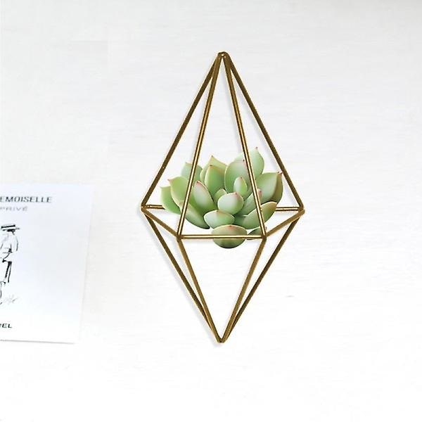 Järn Blomkruka Växtställ Inomhus Hängande Planteringskärl Geometrisk Vas Väggdekor Behållare Suckulenter Växtkruka Gold