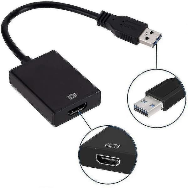 USB till HDMI-adapter, USB 3.0/2.0 till HDMI 1080p videografikkabel