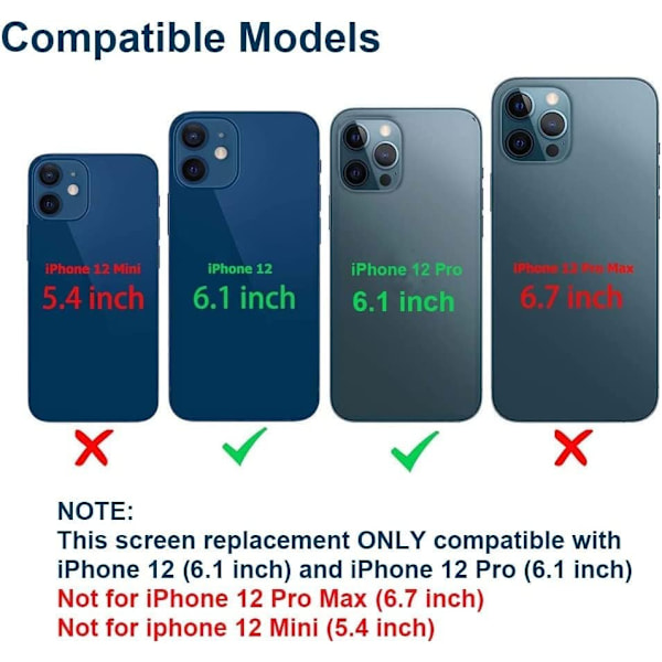 Replacement Screen for iPhone 12/12 Pro[RM] black
