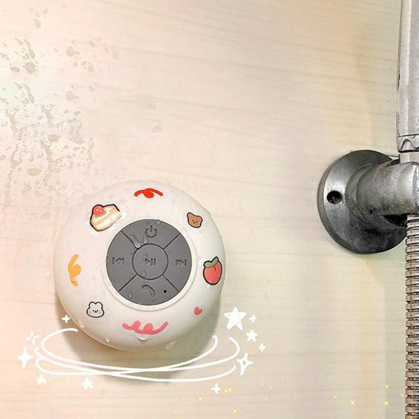 Bärbar vattentät trådlös Bluetooth badrumsduschhögtalare Vit