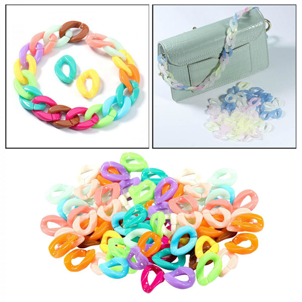 100 st C-clips Krokar C-kedja Plastlänkar Blandade Godis Pastellfärger för Barn Flickor Pojkar DIY Smyckestillverkning Armband
