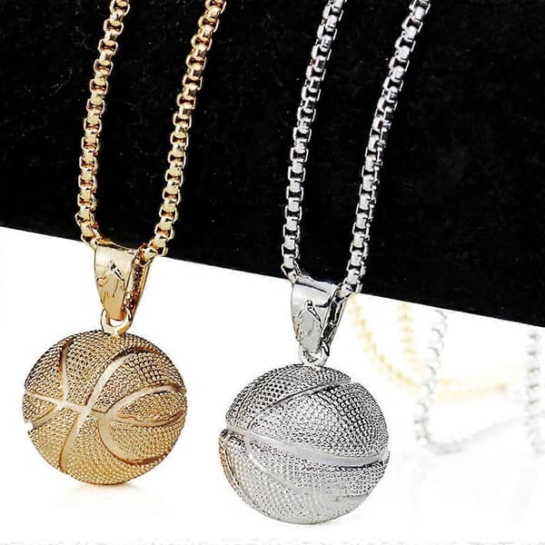 Basketbollhänge Mode Herrhalsband Halsband i rostfritt stål