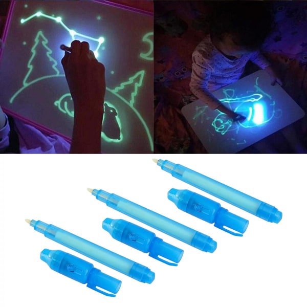 3 st Invisible Ink Spy Penna Med UV-ljus Magic Marker för barn ritbräda