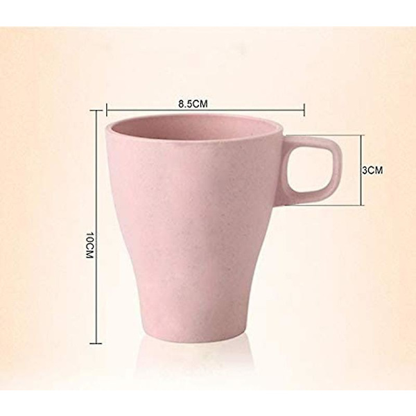 Kaffekopp i bambu utan melamin - Lätt och robust som en te-, camping- eller barnmugg - Set med 4 gröna, blå, beige, rosa, BPA-fri, diskmaskinsäker