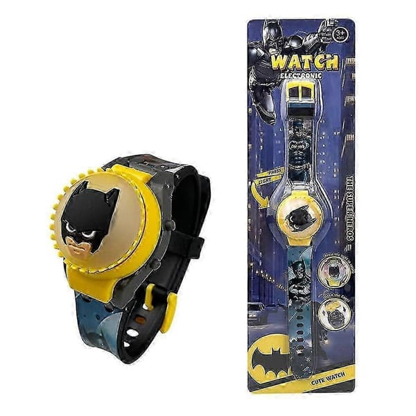 3D-sarjakuvalasten kello vilkkuvilla valoilla ja pyörivällä kannella Batman