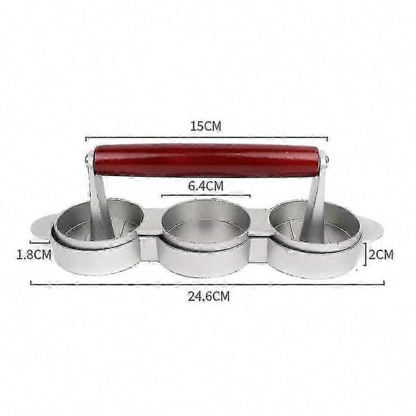 Mini Hamburgerpress Non-stick 3-facks Liten Burger Patty Maker Trippel Nötköttsform för Mac