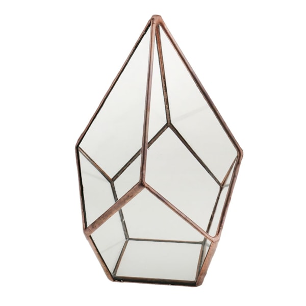 Luftväxt planteringskärl diamant geometrisk glas terrarium 12x12x17cm koppar