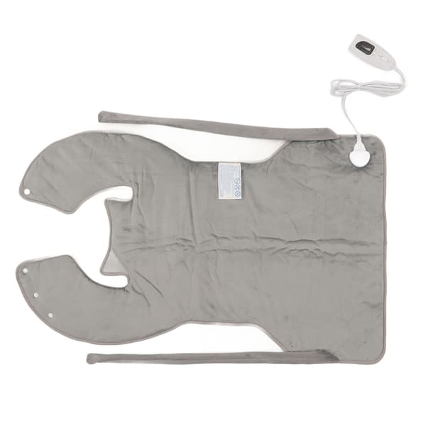 [RM]Electric Heating Pad Plush Soft 6 Speeds Adjustable Heated Neck Scarf for Shoulder Leg 37x22 Inch Silver Grey EU Plug 220-240V