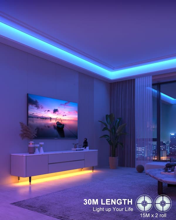 LED Strip 30 m, RGB LED Strip with Remote Control and App, Music Sync