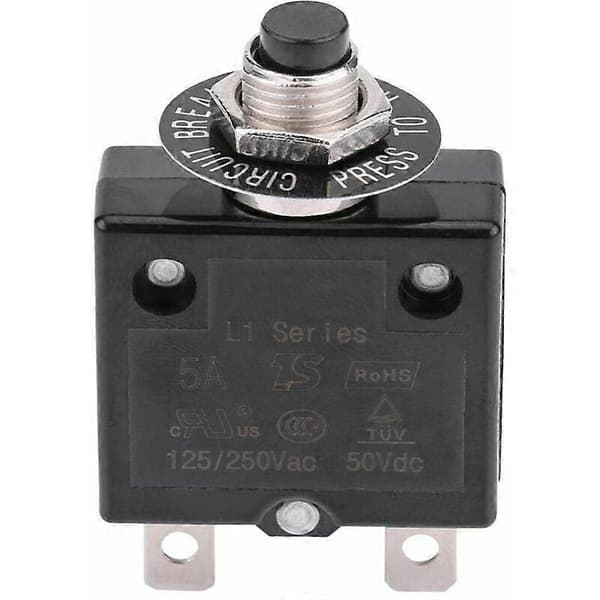 15A afbryder valgfri termisk nulstillingsafbryder, 125-250V AC 50V DC overbelastningsbeskyttelse trykknapafbryder