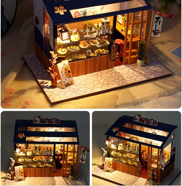 Book Nook, Japanese Miniature House Kit, Miniature House with Protective Casing and LED Light[RM]