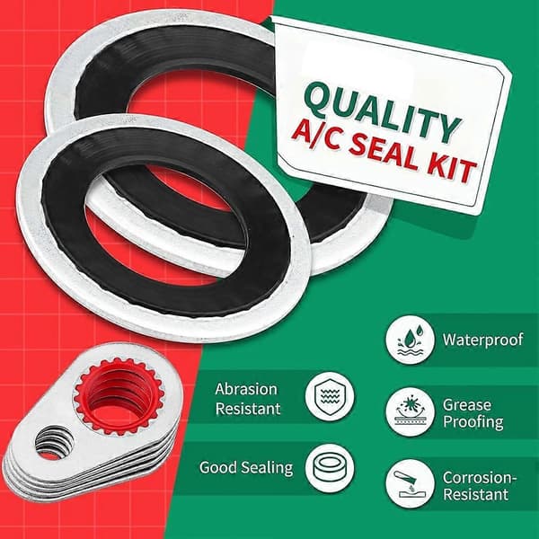 60 Pieces A/C System Compressor Gasket Seals, 9 Sizes Automotive AC Port Seal Washer Kit for Universal Repairs