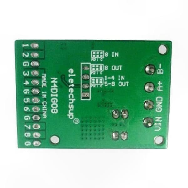 8-kanals digital I/O-switch TTL CMOS RS485 Modbus RTU-kontrolkort til PLC-relæmoduler Green With Pin