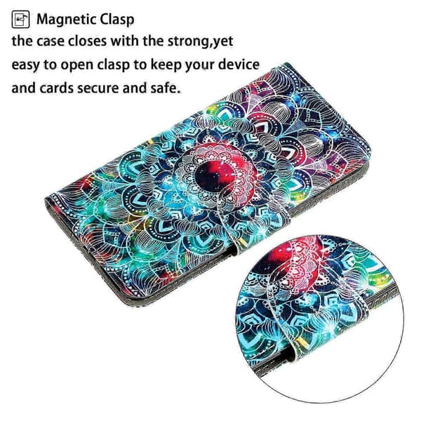 [RM]Galaxy A56 5G Etui, Beskyttende Folio-cover med mønstertryk og håndledsrem Multicolor Mandala