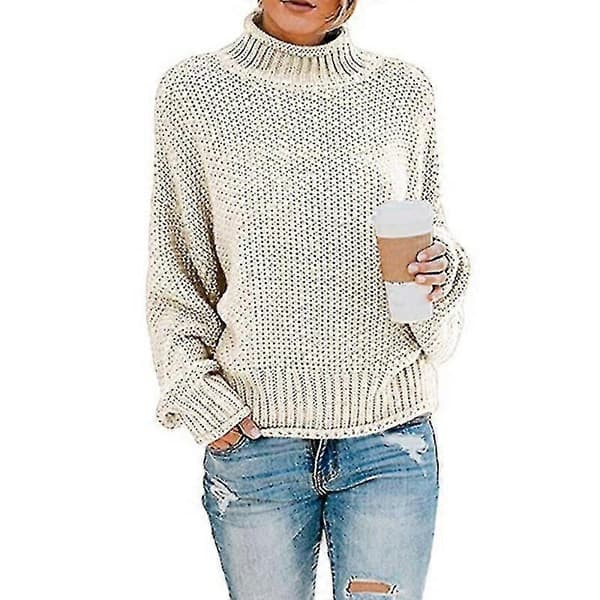 [RM] Dame strikket genser langermet uformell oversized hvit White L