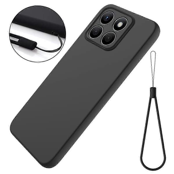 [RM] Stöttåligt mobilskal i flytande silikon med enfärgad design Black For Honor X8b