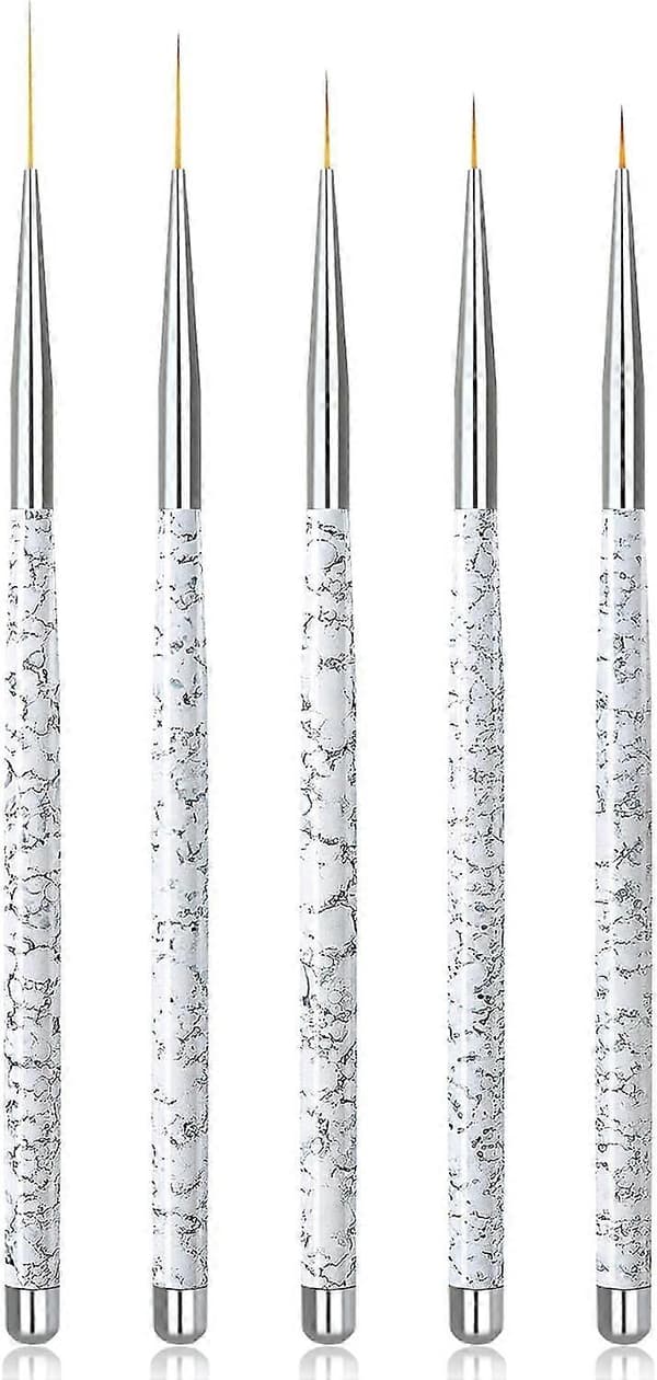 5 delar nageldetaljborstar (vit), nagelkonstborstar style1