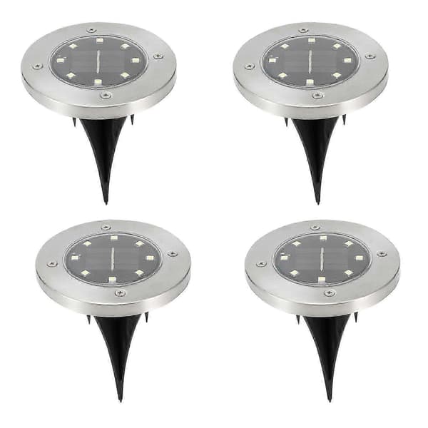 4 stk. 8LED nedgravet lampe vandtæt solcellelampe til have, gårdhave, sti, græsplæne