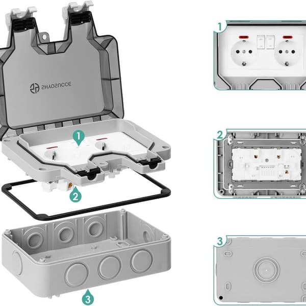 [RM]Waterproof IP66 outdoor socket with switch, waterproof junction box, double